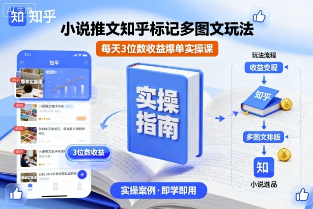 小说推文知乎标记多图文玩法，每天3位数收益爆单实操课-58创客网