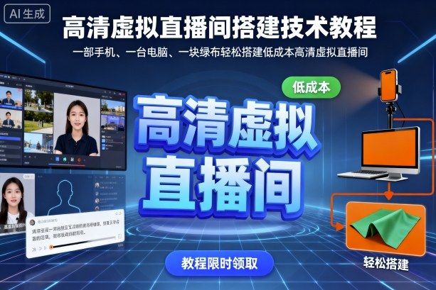 高清虚拟直播间搭建技术教程，一部手机、一台电脑、一块绿布轻松搭建低成本高清虚拟直播间-58创客网