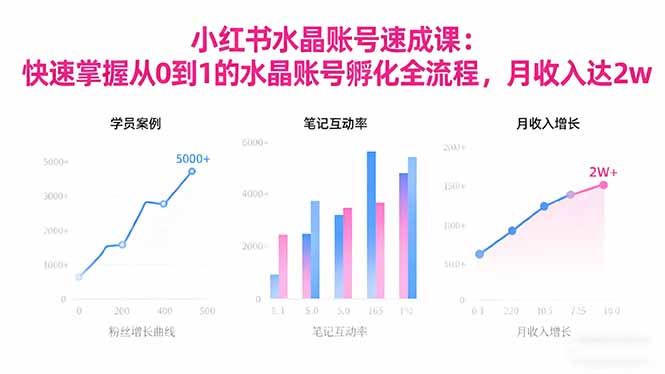 2025小红书水晶账号速成课：快速掌握从0-1水晶账号孵化全流程，月收入达2w-申水仓