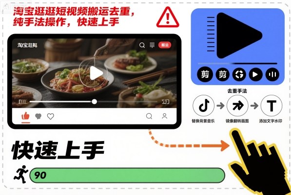 淘宝逛逛短视频搬运去重，纯手法操作，快速上手-申水仓