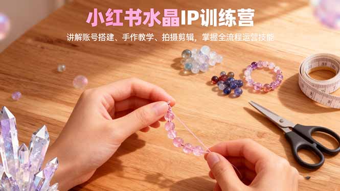 小红书水晶IP训练营，讲解账号搭建、手作教学、拍摄剪辑，全流程运营技能-申水仓