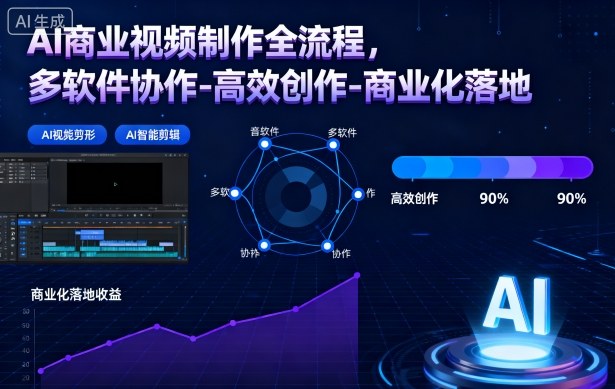 AI商业视频制作全流程，多软件协作-高效创作-商业化落地-申水仓