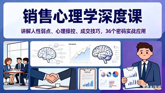 销售心理学深度课，讲解人性弱点、心理操控、成交技巧，36个密码实战应用-申水仓