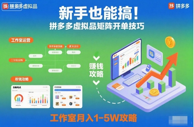 新手也能搞！拼多多虚拟品矩阵开单技巧，工作室月入1-5W攻略【揭秘】-申水仓