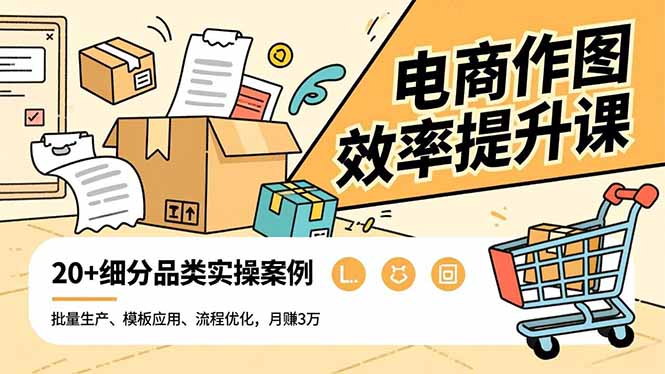 电商作图效率提升课，批量生产、模板应用、流程优化，20+细分品类实操案例，月赚3万-申水仓