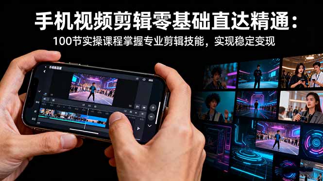 手机视频剪辑零基础直达精通：100节实操课程掌握专业剪辑技能，实现稳…-申水仓