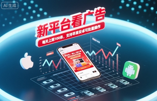 新平台看广告，养好机一条0.3到5米，每天上限100条，支持苹果安卓可批量操作-申水仓