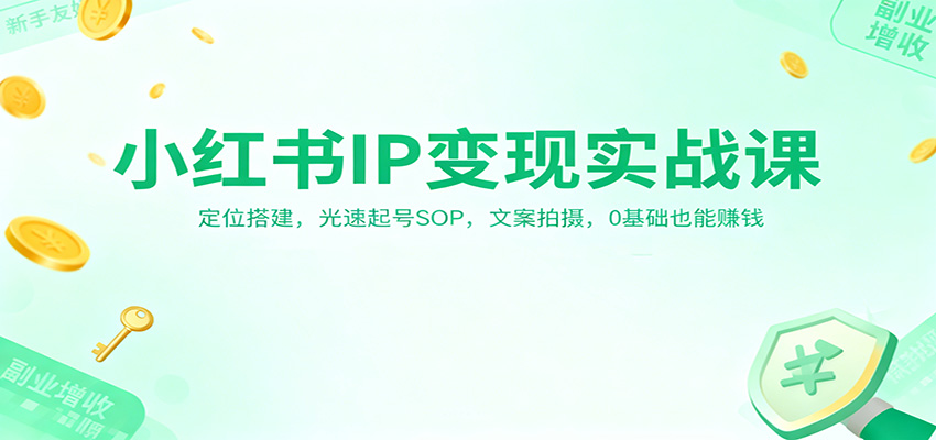 小红书IP变现实战课：定位搭建，光速起号SOP，文案拍摄，0基础也能赚钱-申水仓