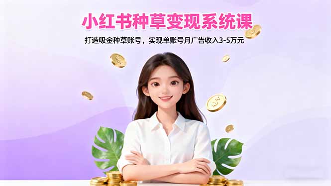 小红书种草变现系统课：打造吸金种草账号，实现单账号月广告收入3-5万元-申水仓