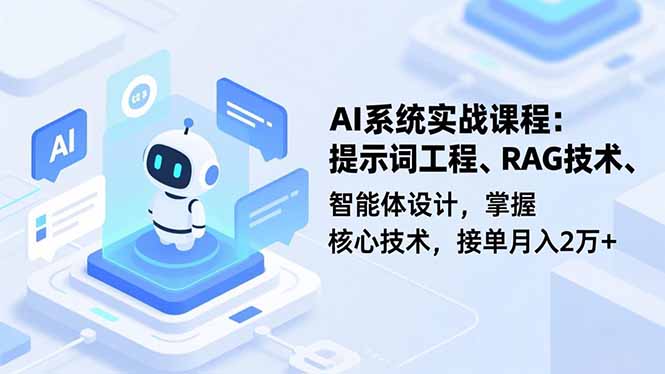 AI系统实战课程，提示词工程、RAG技术、智能体设计，掌握核心技术，接单月入2万+-申水仓