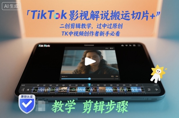 TikTok影视解说搬运切片+二创剪辑教学，过中过原创，TK中视频创作者新手必看-申水仓