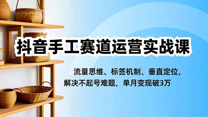 抖音手工赛道运营实战课,流量思维、标签机制、垂直定位,解决不起号难题,单月变现破3万-多米联创