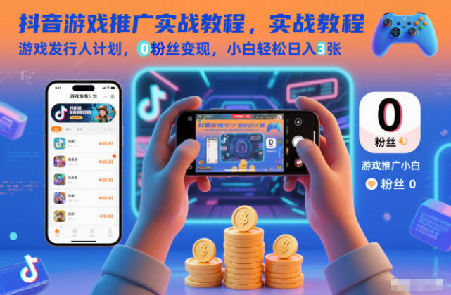 抖音游戏推广实战教程,游戏发行人计划,0粉丝变现,小白轻松日入3张-多米联创