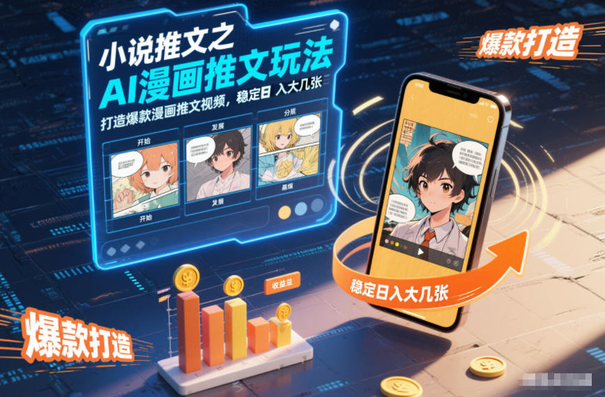 小说推文之AI漫画推文玩法，打造爆款漫画推文视频，稳定日入大几张-多米联创