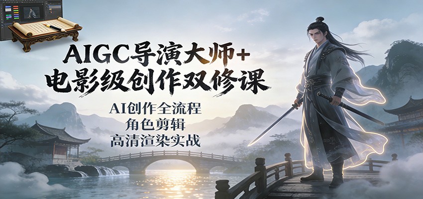 AIGC导演大师+电影级创作双修课：AI创作全流程、角色剪辑、高清渲染实战-58创客