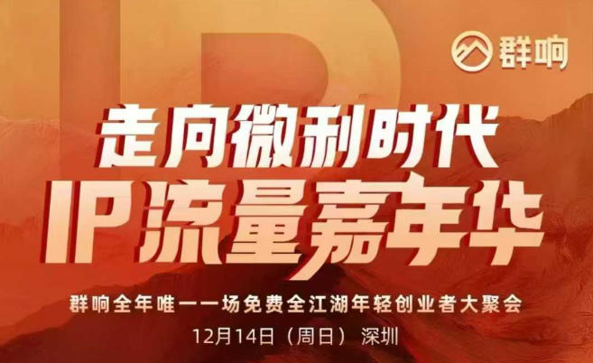 2025ip嘉年华万人12月14深圳线下课，走向微利时代，IP流量嘉年华，实操性极强的商业干货课-多米联创