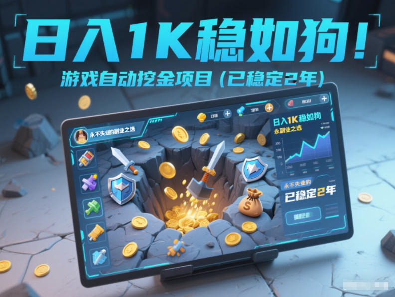 日入1K稳如狗！游戏自动挖金项目(已稳定2年)，永不失业的副业之选【揭秘】-多米联创
