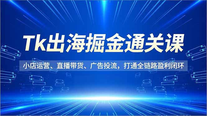 Tk出海掘金通关课，小店运营、直播带货、广告投流，打通全链路盈利闭环-多米联创
