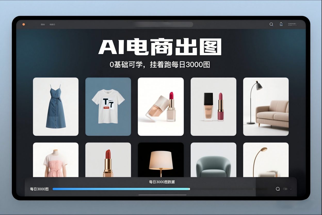 AI电商出图，0基础可学，挂着跑每日3000图-多米联创