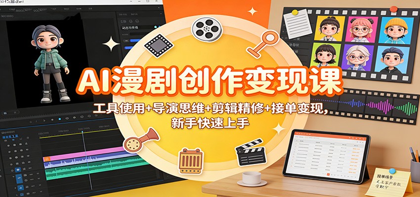 AI漫剧创作变现课:工具使用+导演思维+剪辑精修+接单变现,新手快速上手-多米联创