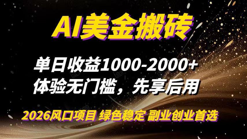 AI美金搬砖，单日收益1000-2000+，2025风口项目，可以副业，可以全职，可以工作室放大-多米联创
