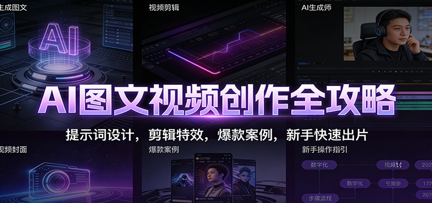 AI图文视频创作全攻略：提示词设计，剪辑特效，爆款案例，新手快速出片-58创客