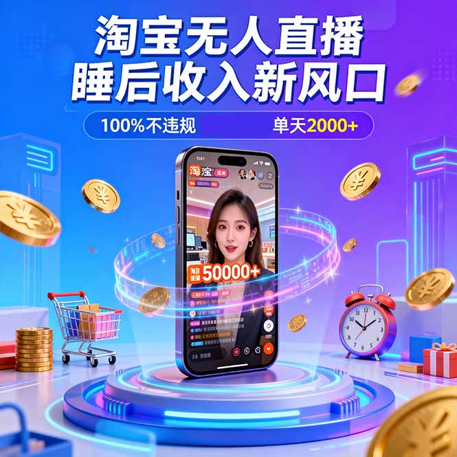 淘宝无人直播，不违规不封号，直播100小时卖了5万，年底旺季！-多米联创