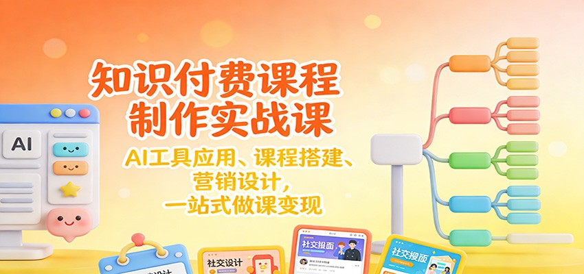 知识付费课程制作实战课:AI工具应用 、课程搭建、营销设计,一站式做课变现-58创客