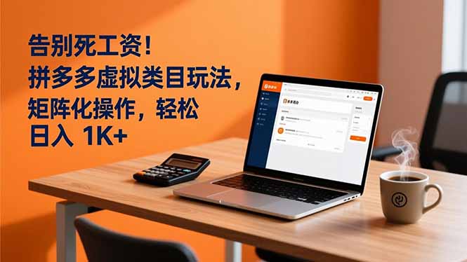 告别死工资！拼多多虚拟类目玩法，矩阵化操作，轻松日入 1K+-多米联创