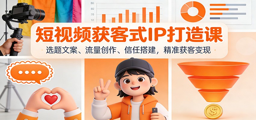 短视频获客式IP打造课：选题文案、流量创作、信任搭建，精准获客变现-58创客
