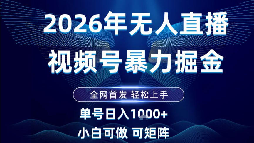 2026最新视频号无人直播掘金，全网首发，小白可以玩，长期稳定日入1k+【揭秘】-多米联创