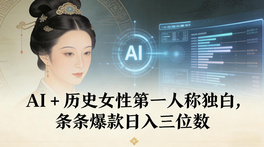 AI+历史女性第一人称独白，条条爆款日入三位数-多米联创