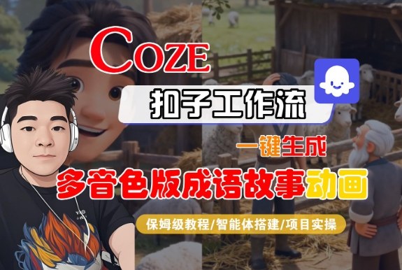 Coze扣子智能体工作流一键生成“多音色版成语故事“动画，全流程保姆级教学-申水仓