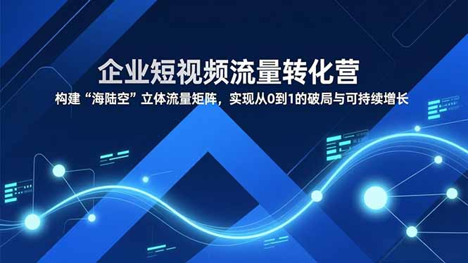 企业短视频流量转化营，构建“海陆空”立体流量矩阵，实现从0到1的破局与可持续增长-58创客