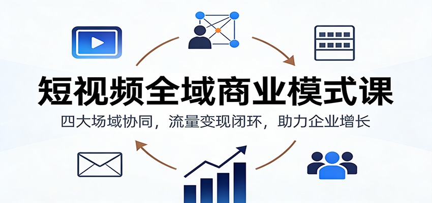 短视频全域商业模式课:四大场域协同,流量变现闭环,助力企业增长-58创客