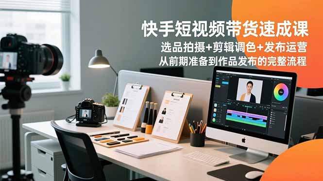 快手短视频带货速成课，选品拍摄+剪辑调色+发布运营，从前期准备到作品发布的完整流程-申水仓