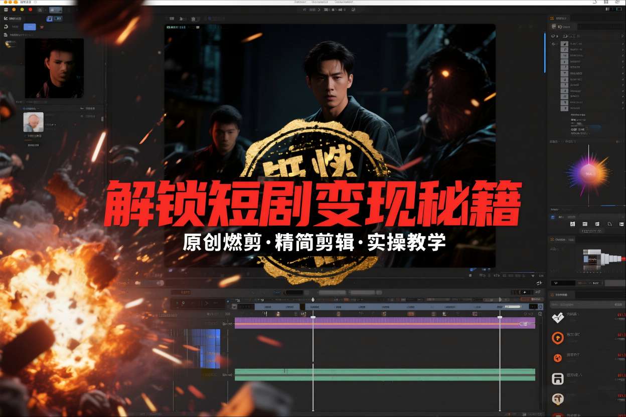 短剧拉新之原创燃剪精简剪辑实操课，解锁短剧变现秘籍-多米联创