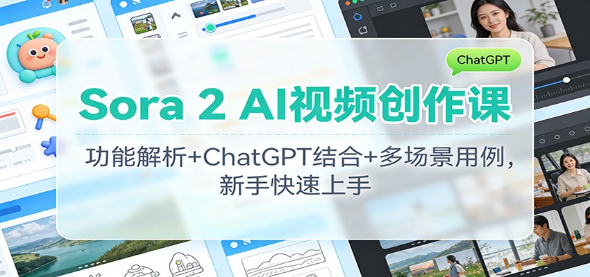 Sora 2 AI视频创作课：功能解析+ChatGPT结合+多场景用例，新手快速上手-申水仓