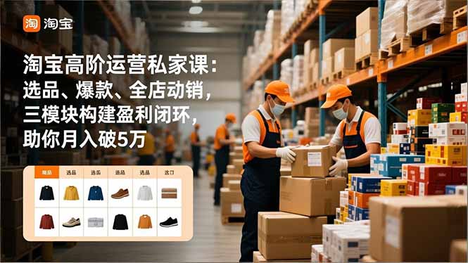 淘宝高阶运营私家课：选品、爆款、全店动销，三模块构建盈利闭环，助你月入破5万(更新12月-多米联创