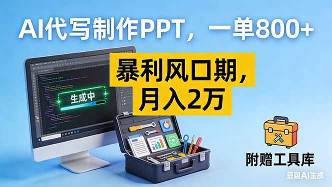 AI代写制作PPT，一单800+， 暴利风口期，月入2万【附工具】-多米联创