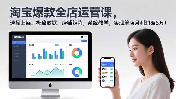 淘宝爆款全店运营课2.0，选品上架、极致数据、店铺矩阵，系统教学，实现单店月利润破5万+-多米联创