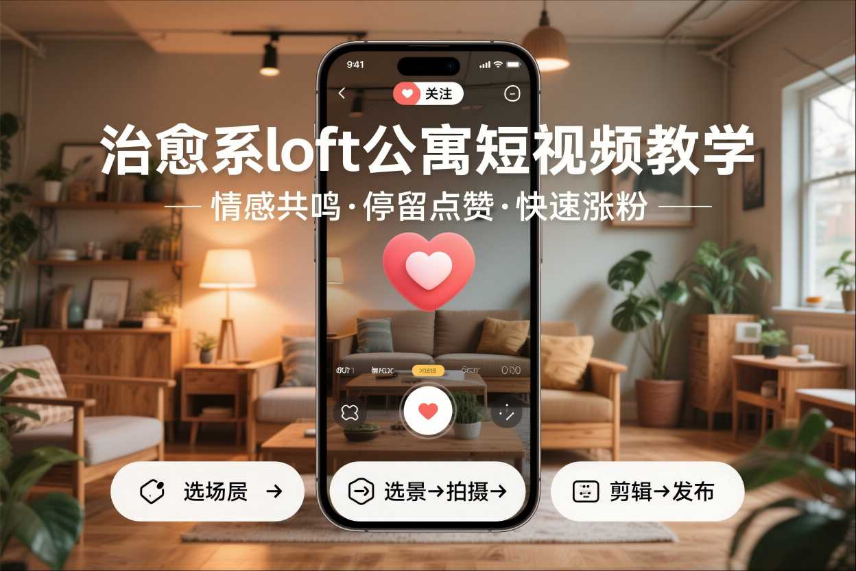 治愈系loft公寓短视频制作教学，情感共鸣引停留点赞关注，快速起号涨粉-多米联创