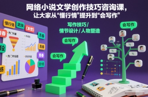 网络小说文学创作技巧咨询课,让大家从“懂行情”提升到”会写作”的高度-多米联创