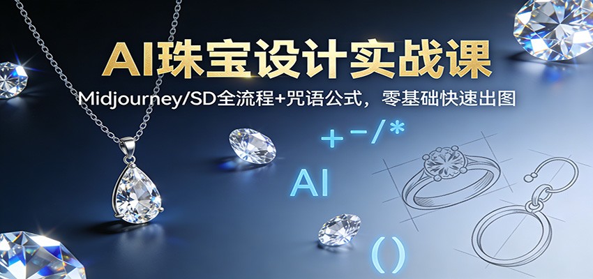 AI珠宝设计实战课：Midjourney/SD全流程+咒语公式，零基础快速出图-58创客