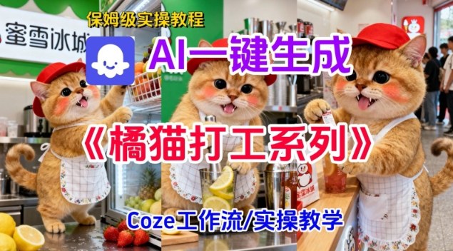 Coze扣子工作流一键生成胖橘猫打工短视频,保姆级实操搭建教学-多米联创