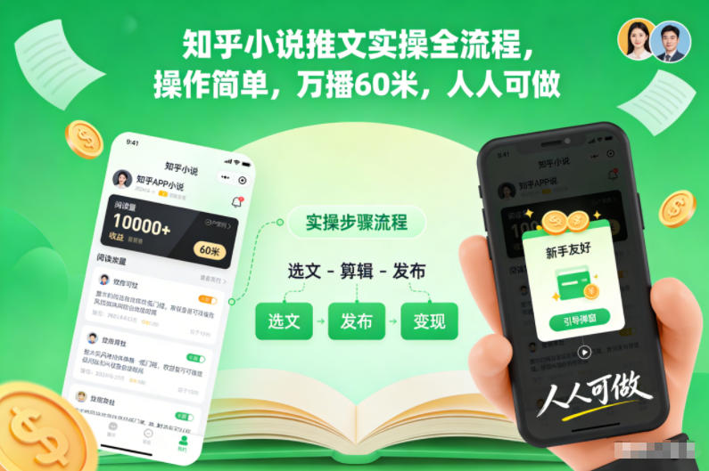 知乎小说推文实操全流程,操作简单,万播60米,人人可做-多米联创