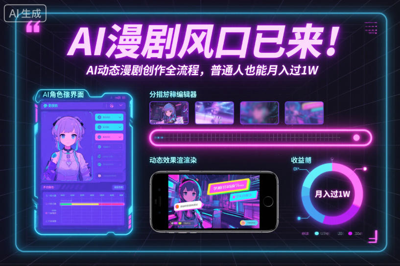 AI漫剧风口已来!AI动态漫剧创作全流程,普通人也能月入过1W-申水仓