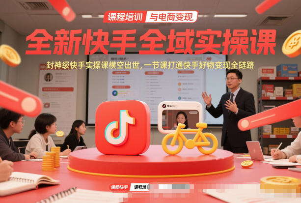 全新快手全域实操课，封神级快手实操课横空出世，一节课打通快手好物变现全链路-58创客