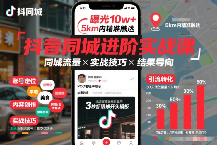抖音同城进阶实战课，助你同城流量拿到结果-58创客