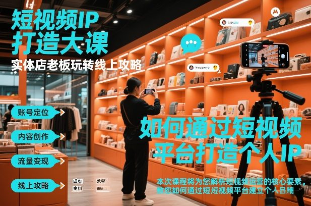 短视频ip打造大课，实体店老板玩转线上攻略-58创客